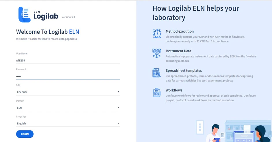screenshot of Logilab ELN